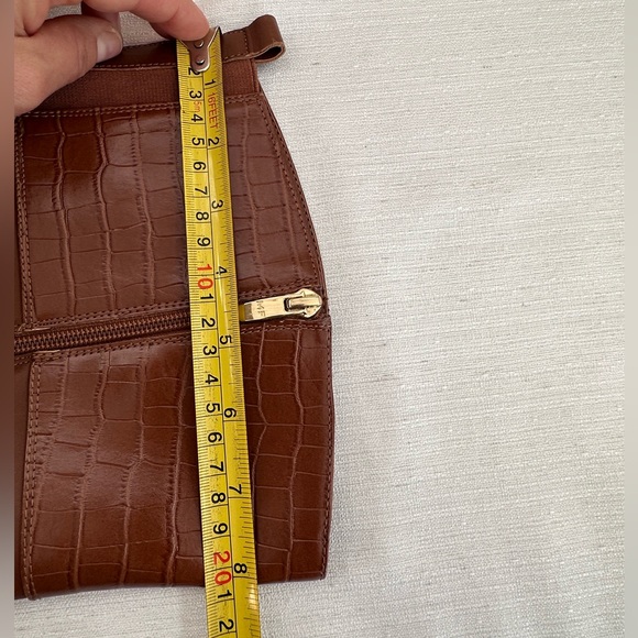 Marc Fisher Hailin Cognac Leather Croc Print Buckle Knee High Boots Women’s 8.5M - Picture 10 of 13